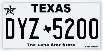 TX license plate DYZ5200