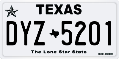 TX license plate DYZ5201