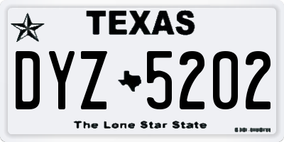 TX license plate DYZ5202