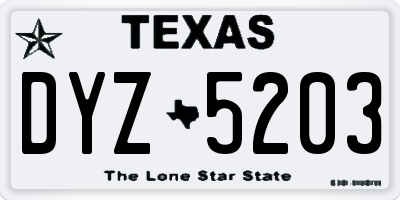 TX license plate DYZ5203