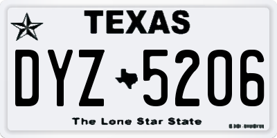 TX license plate DYZ5206