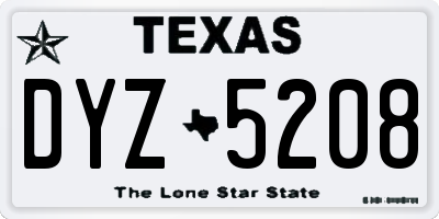 TX license plate DYZ5208