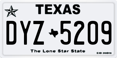 TX license plate DYZ5209