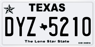 TX license plate DYZ5210