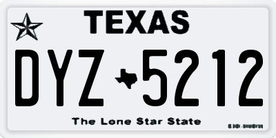 TX license plate DYZ5212