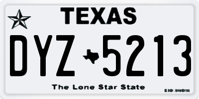 TX license plate DYZ5213