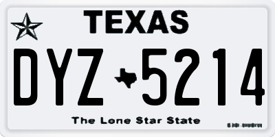 TX license plate DYZ5214