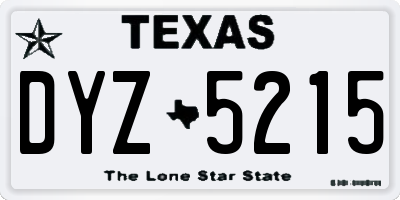 TX license plate DYZ5215