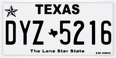 TX license plate DYZ5216