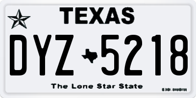 TX license plate DYZ5218