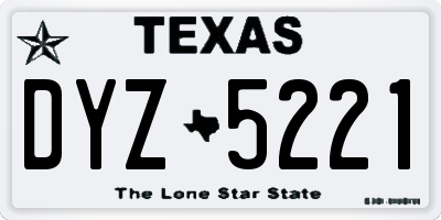 TX license plate DYZ5221