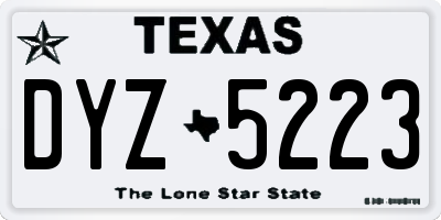 TX license plate DYZ5223