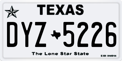 TX license plate DYZ5226