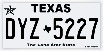 TX license plate DYZ5227