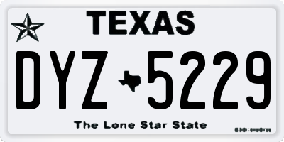 TX license plate DYZ5229