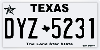 TX license plate DYZ5231