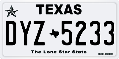 TX license plate DYZ5233