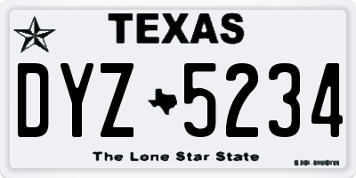 TX license plate DYZ5234