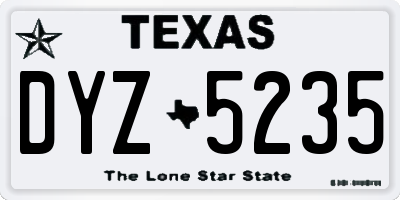 TX license plate DYZ5235