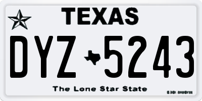 TX license plate DYZ5243