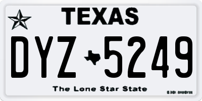TX license plate DYZ5249
