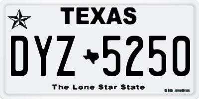 TX license plate DYZ5250