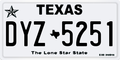 TX license plate DYZ5251