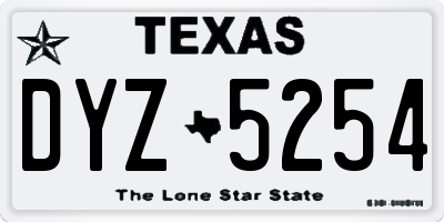 TX license plate DYZ5254