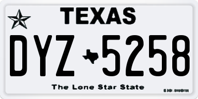 TX license plate DYZ5258
