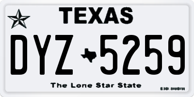 TX license plate DYZ5259