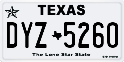 TX license plate DYZ5260