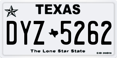 TX license plate DYZ5262