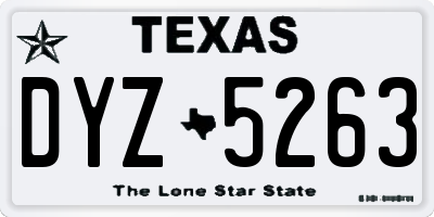 TX license plate DYZ5263