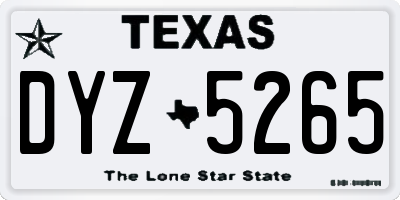 TX license plate DYZ5265