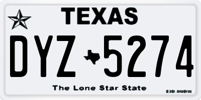 TX license plate DYZ5274