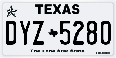 TX license plate DYZ5280