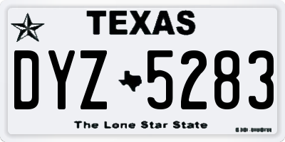 TX license plate DYZ5283