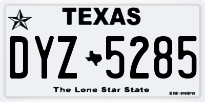 TX license plate DYZ5285