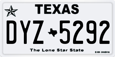 TX license plate DYZ5292