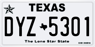 TX license plate DYZ5301