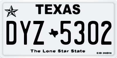 TX license plate DYZ5302