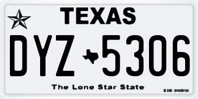 TX license plate DYZ5306