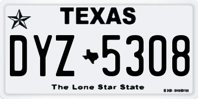 TX license plate DYZ5308