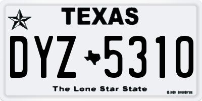 TX license plate DYZ5310
