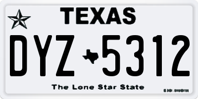 TX license plate DYZ5312