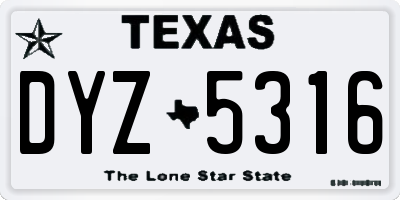 TX license plate DYZ5316