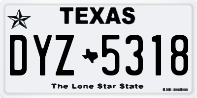 TX license plate DYZ5318