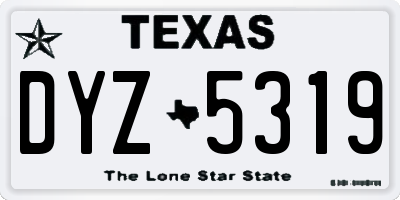 TX license plate DYZ5319