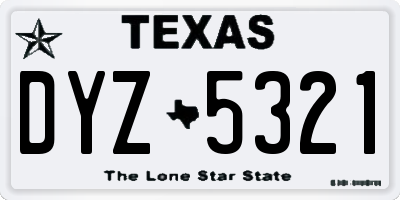 TX license plate DYZ5321