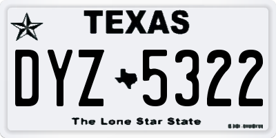 TX license plate DYZ5322
